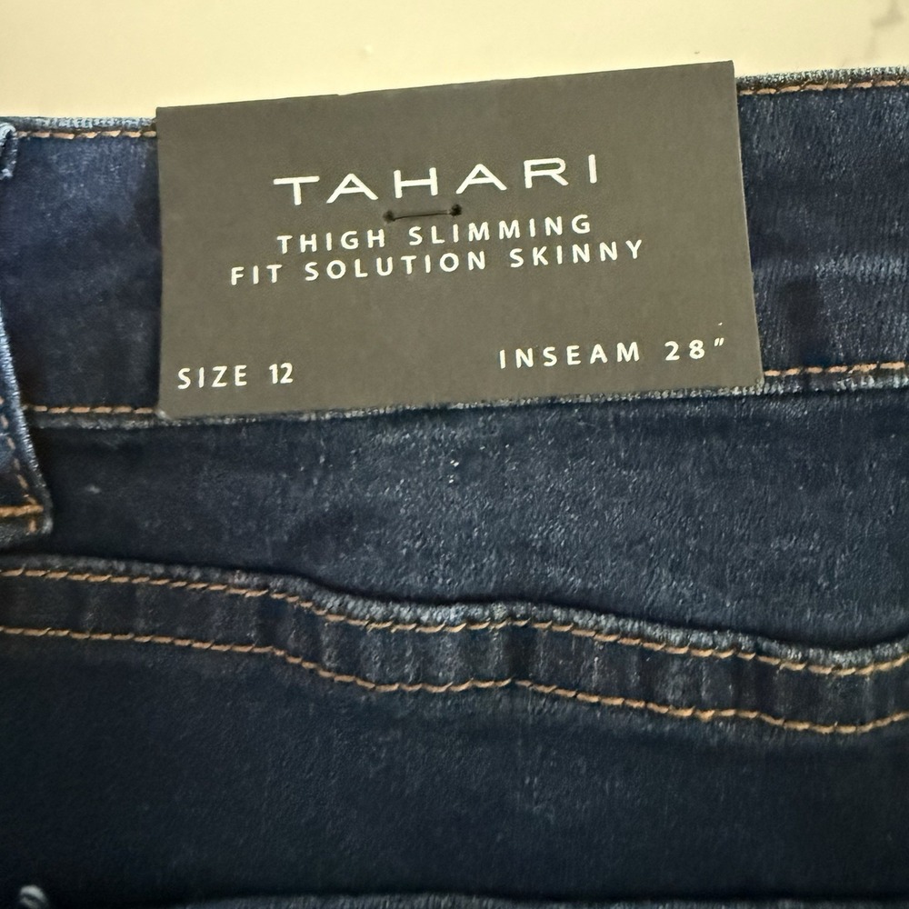 NWT Tahari Jeans Womens Sz 12 GIA Thigh Slimming Ankle Skinny Stretch Denim - Picture 6 of 14